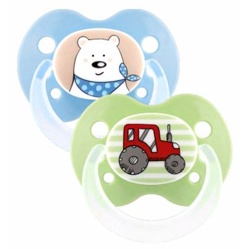   Baby-Nova szilikon fogszabályzós cumi 6-18 hó 2db/csom - kék maci/traktor