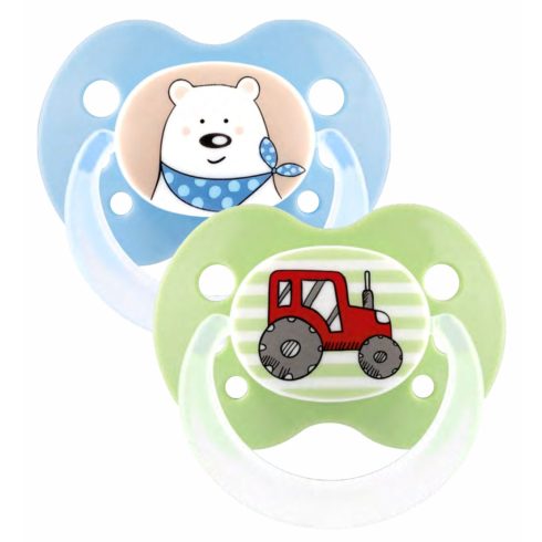 Baby-Nova szilikon fogszabályzós cumi 6-18 hó 2db/csom - kék maci/traktor