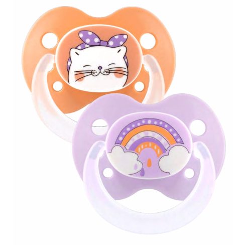Baby-Nova szilikon fogszabályzós cumi 6-18 hó 2db/csom - cica/szivárvány 