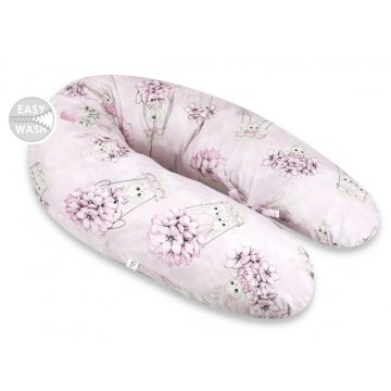   Baby Shop Baba-Mama többfunkciós párna - rózsaszín virágos nyuszi 