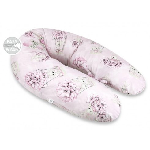 Baby Shop Baba-Mama többfunkciós párna - rózsaszín virágos nyuszi 