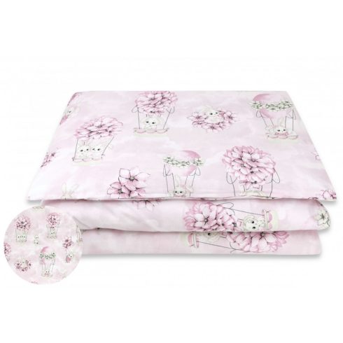 Baby Shop 2 részes babaágynemű - rózsaszín virágos nyuszi  