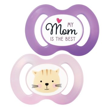   Baby-Nova nyugtató szilikon cumi szimmetrikus 6-18 hó 2db/csom. - Rózsaszín cica