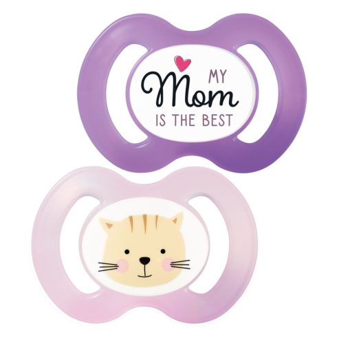 Baby-Nova nyugtató szilikon cumi szimmetrikus 6-18 hó 2db/csom. - Rózsaszín cica