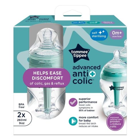 Tommee Tippee Advanced Anti-Colic+ 2*260ml cumisüveg - 0+