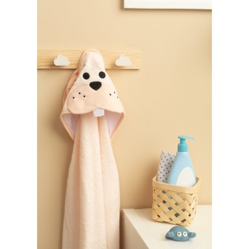 Kapucnis fürdőlepedő 100*100 cm - rózsaszín nyuszi 