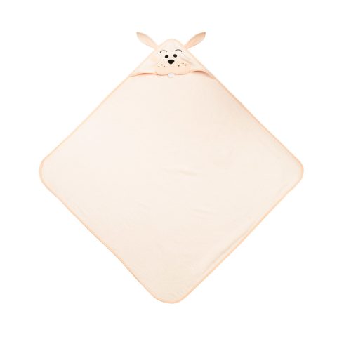 Kapucnis fürdőlepedő 100*100 cm - rózsaszín nyuszi 