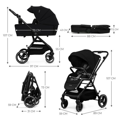 Kinderkraft YOXI  3in1 multifunkciós babakocsi - Pure Black