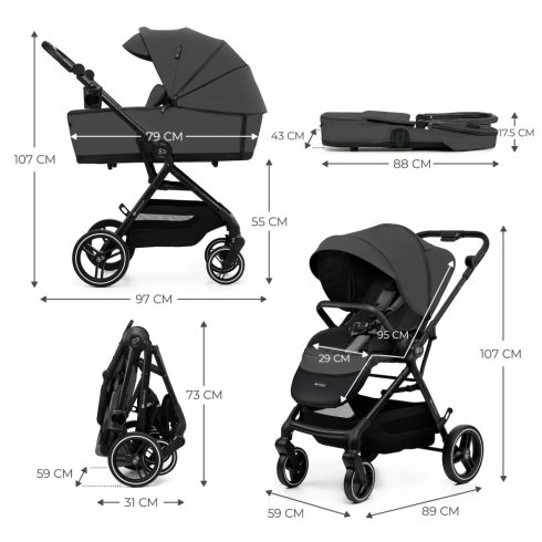 Kinderkraft YOXI  3in1 multifunkciós babakocsi - Moonlight Grey
