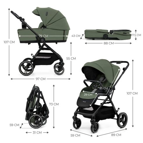 Kinderkraft YOXI  3in1 multifunkciós babakocsi - Mystic Green