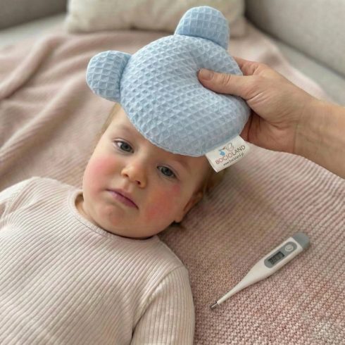 Bocioland cseresznyemag párna 14x14 cm - kék maci