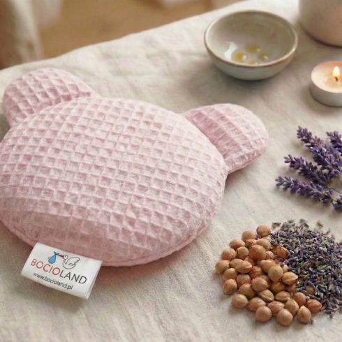 Bocioland cseresznyemag párna 14x14 cm - rózsaszín maci