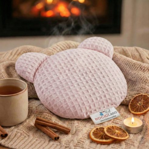 Bocioland cseresznyemag párna 14x14 cm - rózsaszín maci