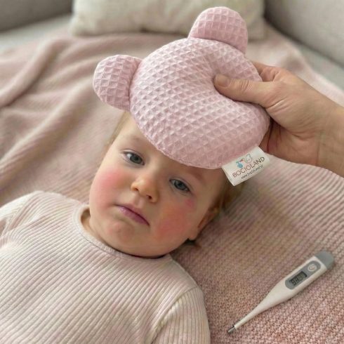 Bocioland cseresznyemag párna 14x14 cm - rózsaszín maci