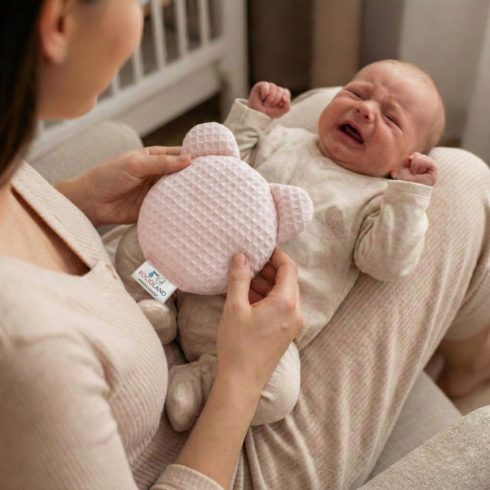 Bocioland cseresznyemag párna 14x14 cm - rózsaszín maci