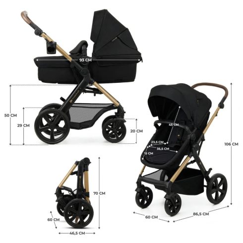 Kinderkraft Moov 2 + Mink pro 4:1 multifunkciós babakocsi - Pure Black