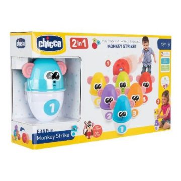   Chicco Monkey Strike - majmos bowling és építőjáték 18hó+