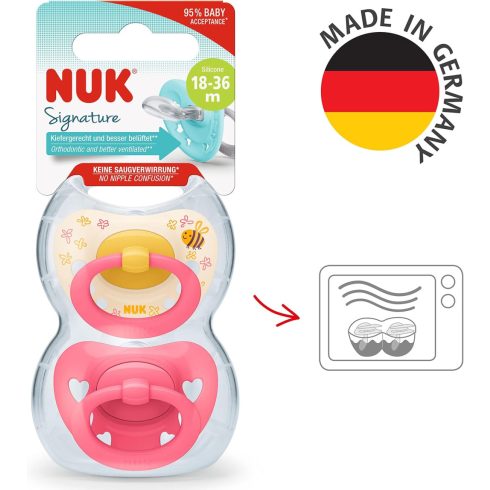 NUK Signature szilikon cumi  18-36 hó 2db - pink