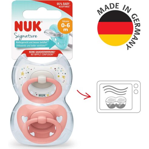 NUK Signature szilikon cumi  0-6 hó 2db - lányos 