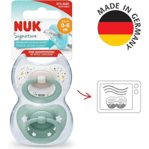 NUK Signature szilikon cumi  0-6 hó 2db - Green