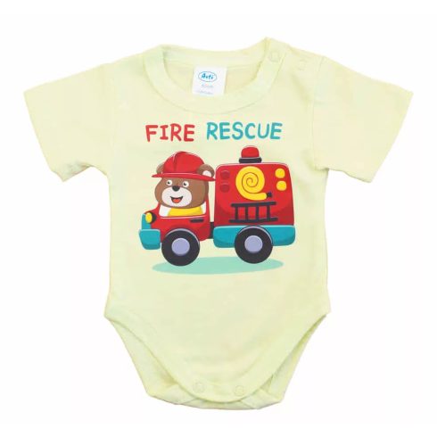 Rövid ujjú baba body - kivi tűzoltóautó (50)