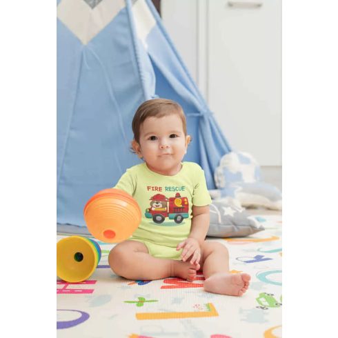 Rövid ujjú baba body - kivi tűzoltóautó (56)