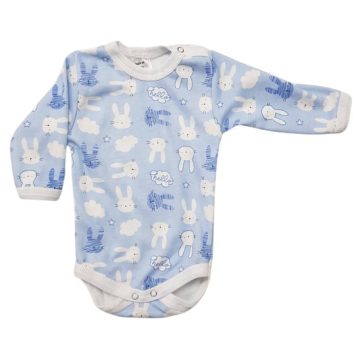 Hosszú ujjú,mintás body 80 - Nyuszi Kék 