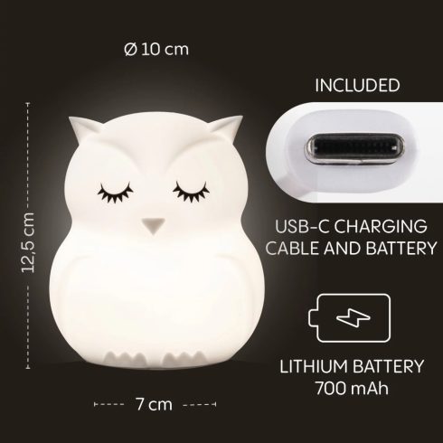 Zopa Szilikon LED lámpa M-es - Owl