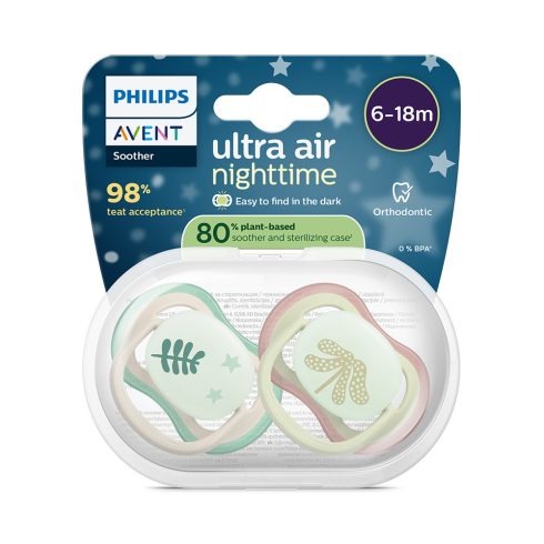 Philips AVENT SCF376/31 Játszócumi Ultra air éjszakai 6-18hó neutral 2db