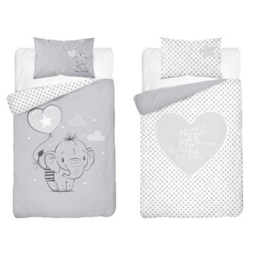 Pamut ágynemű huzat 90*120 cm - Szürke Elefánt 