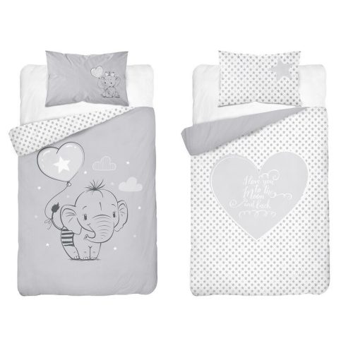 Pamut ágynemű huzat 90*120 cm - Szürke Elefánt 