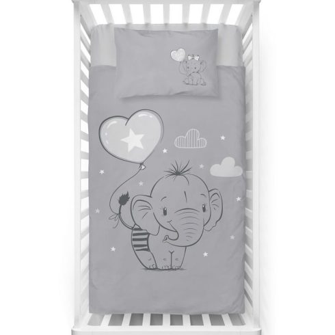 Pamut ágynemű huzat 90*120 cm - Szürke Elefánt 