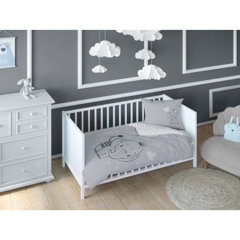 Pamut ágynemű huzat 90*120 cm - Szürke Elefánt 