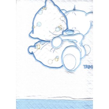 Trimex pamut babapléd - fehér/kék ölelő maci 