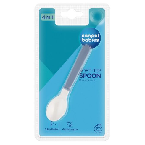 Canpol puha szilikon fejű etető kanál 4 hó+ kék