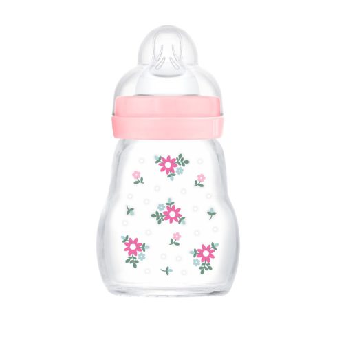 Mam  Feel Good 170ml Premium üvegből készült cumisüveg Lassú átfolyás 0+hó - rózsaszín 