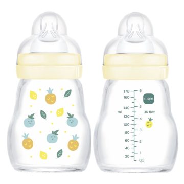   Mam  Feel Good 170ml Premium üvegből készült cumisüveg Lassú átfolyás 0+hó - bézs