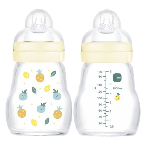 Mam  Feel Good 170ml Premium üvegből készült cumisüveg Lassú átfolyás 0+hó - bézs