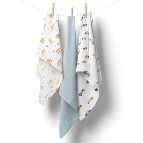 Bocioland Extra puha textil pelenka 3 db  - kék