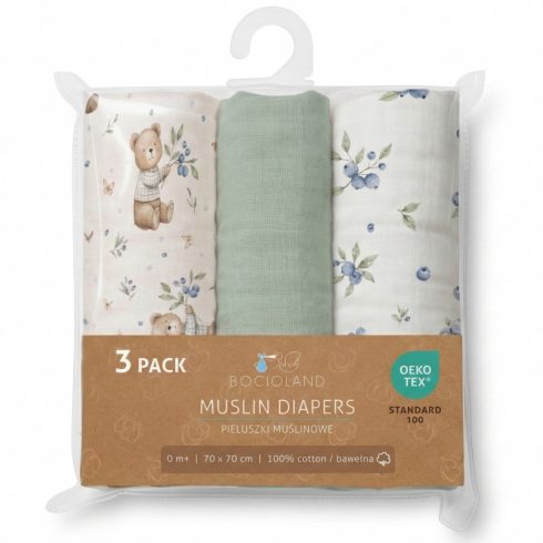 Bocioland Extra puha textil pelenka  3 db  - zöld