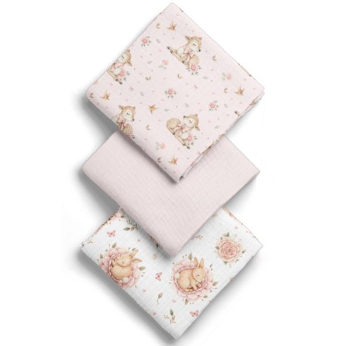Bocioland Extra puha textil pelenka  3 db  - rózsaszín
