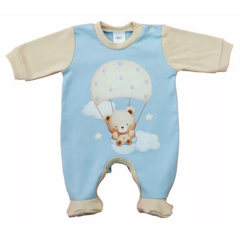 Hosszú ujjú rugdalózó, maci mintával kék (50)