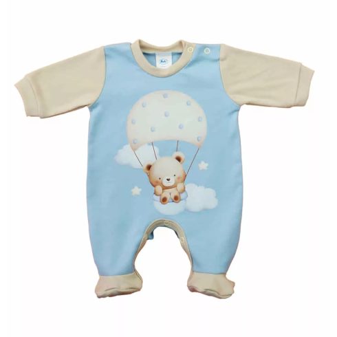 Hosszú ujjú rugdalózó, maci mintával kék (50)