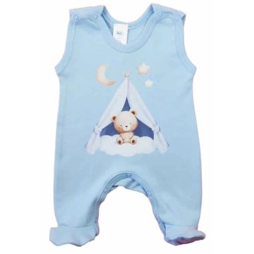  Ujjatlan pamut rugdalózó macis mintával kék (50)