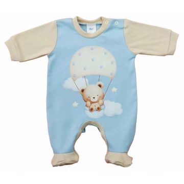 Hosszú ujjú rugdalózó, maci mintával kék (56)