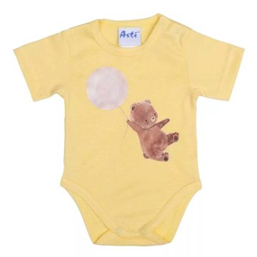 Rövid ujjú baba body cuki Mackó mintával sárga (56)
