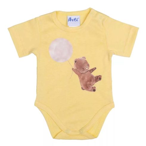 Rövid ujjú baba body cuki Mackó mintával sárga (56)