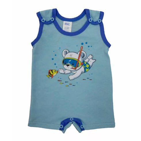 Ujjatlan kisfiú napozó pamut anyagból Búvár maci mintával (56)