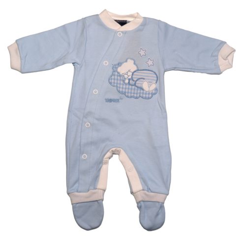 Trimex pamut hosszú ujjú elöl patentos rugdalózó (44) kék felhőn alvó maci