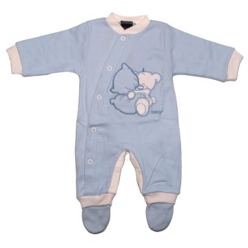   Trimex pamut hosszú ujjú elöl patentos rugdalózó (56) kék párnás maci 